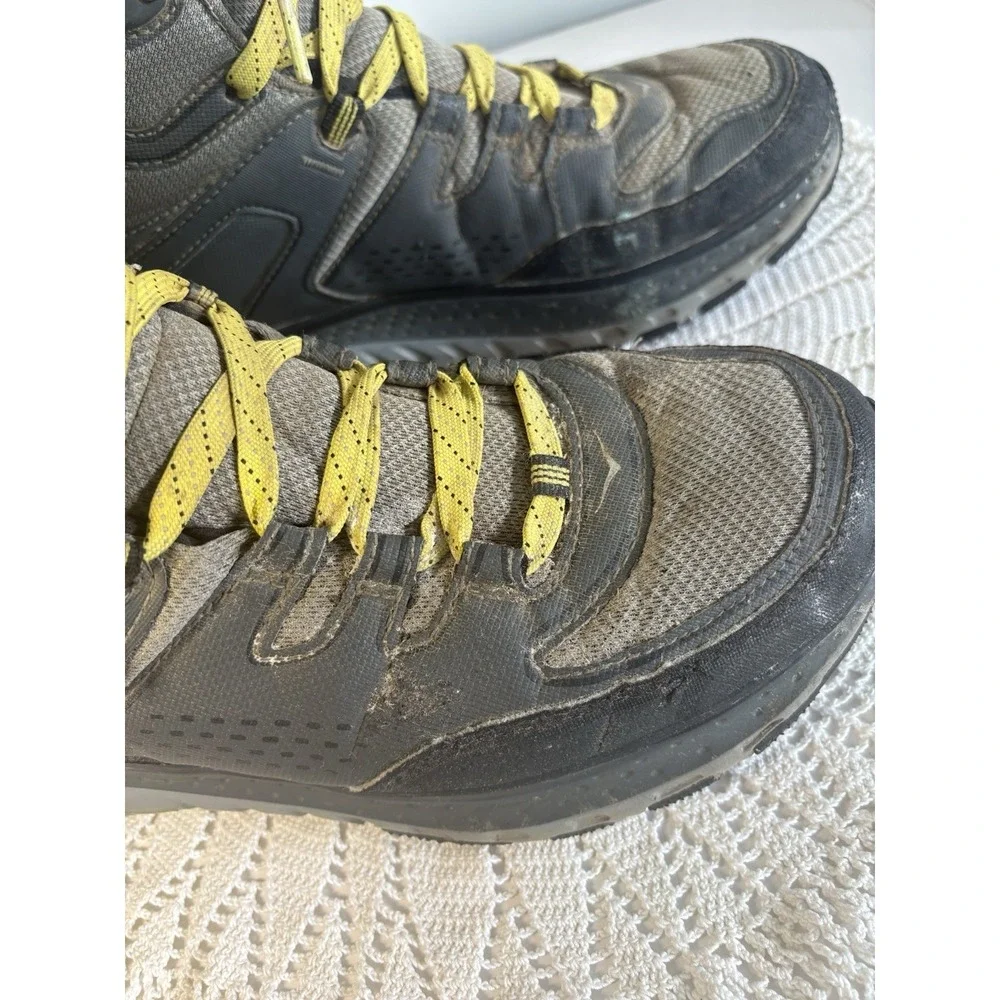 Hoka Tor Tech Mid WP Hiking Boots Mens 10 Waterproof Trail Shoes Grey/Acid RMAT